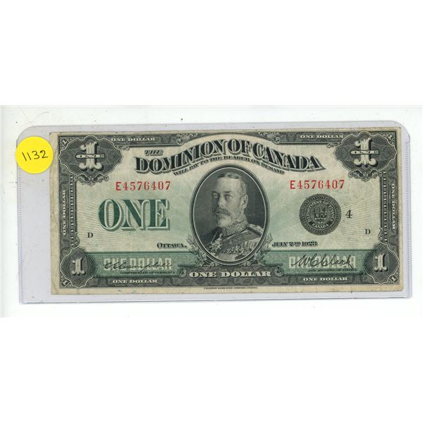 1923 Dominion of Canada One Dollar.