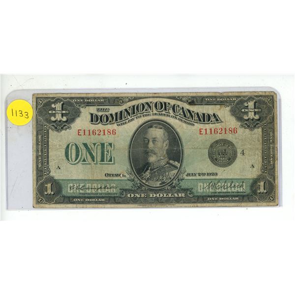 1923 Dominion of Canada One Dollar.