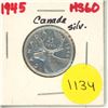 Image 1 : 1945 Canada Silver 25 Cents Coin.