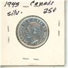 Image 2 : 1945 Canada Silver 25 Cents Coin.
