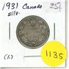 Image 1 : 1931 Canada Silver 25 Cents Coin.