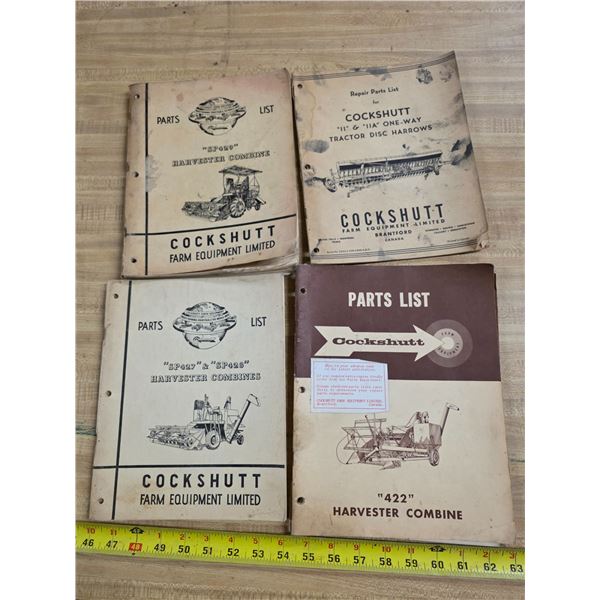 4 parts lists for Cockshutt farm equipment