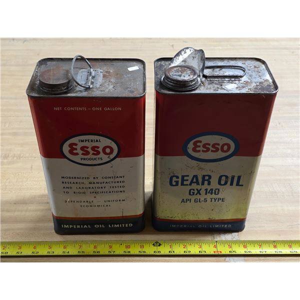2 Esso gear oil tins- 1 is half full