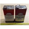 Image 1 : 2 Esso gear oil tins- 1 is half full