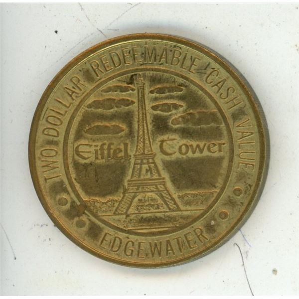 "Two Dollar Redeemable Cash" Casino Token from the Edgewater Casino Resort in Laughlin, Nevada.