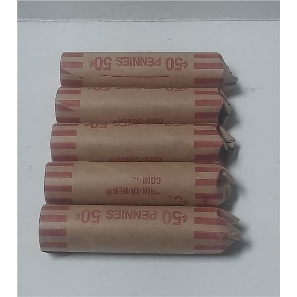 (5) Roll of Canadian One Cents. (Mystry Years)