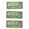 Image 1 : (3) 1967  Canada One Dollar and (2) 1973 Canada  One Dollars.