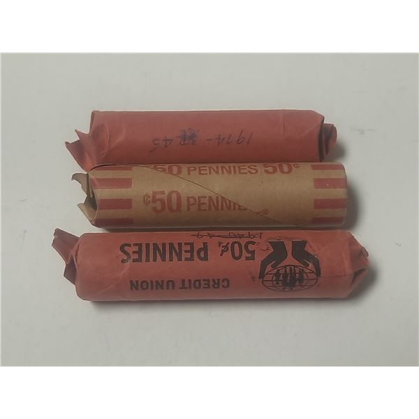 (3) Roll of One Cents. (Mystry Years)