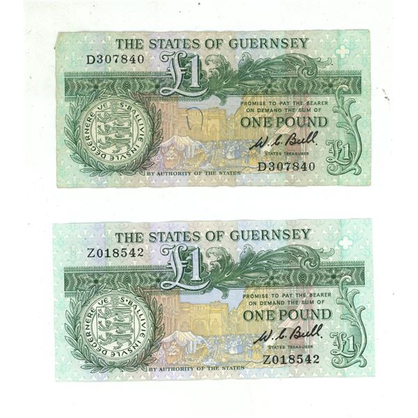 (2) The States of Guernsey One Pound Banknote.