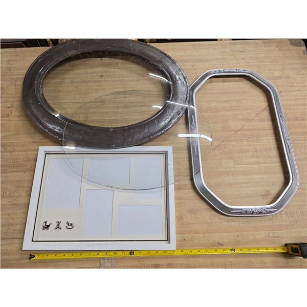 4 picture frames- 3 glass inserts- 2 are concave- 20"L