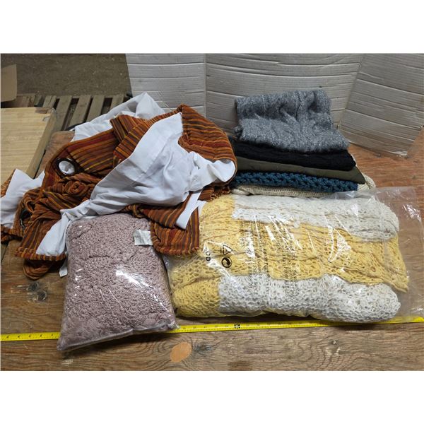 Shower curtain, quilts and misc items