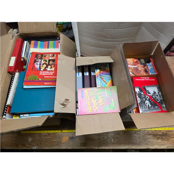 3 boxes of misc books