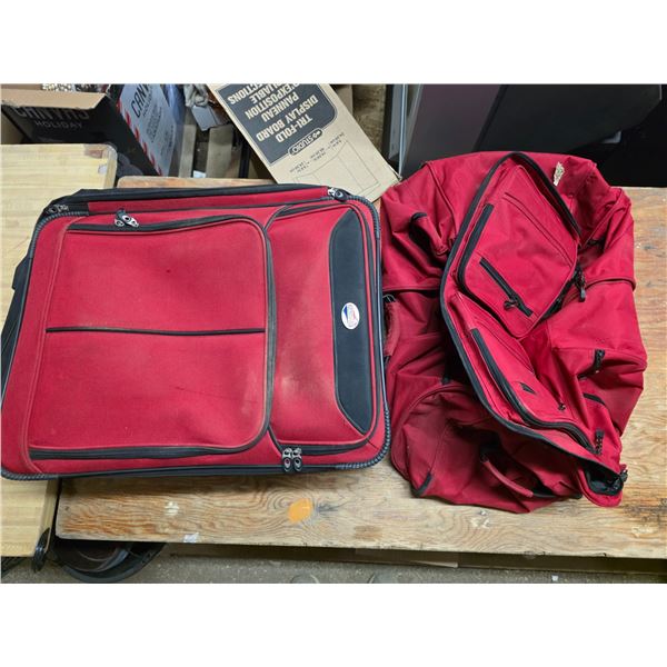 2 red suit cases