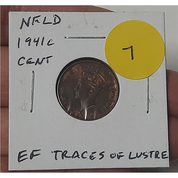 Newfoundland.1941c 1 Small Cent. EF-40 with Traces of Lustre.