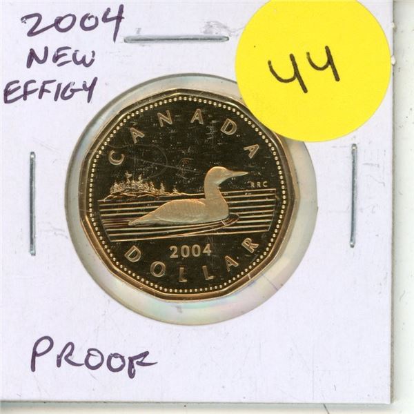 2004 New Effigy Loonie Dollar. Proof with Ultra Heavy Cameo.
