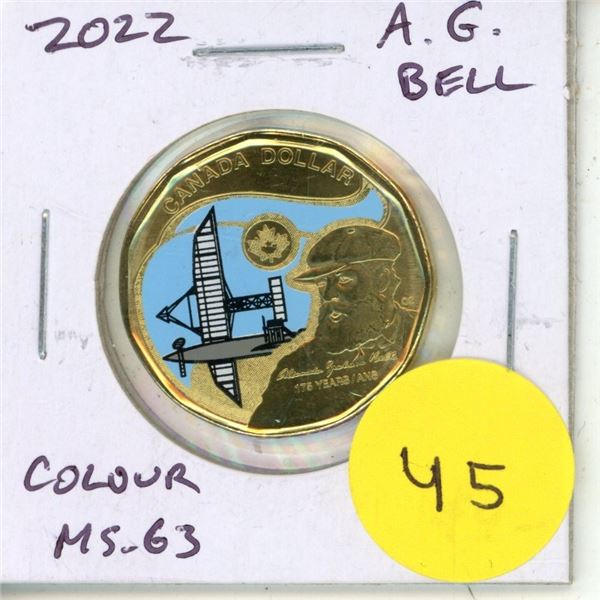 2022 Loonie. Commemorates the 175th Anniversary of the birth of inventor Alexander Graham Bell. Colo