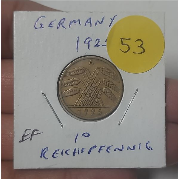 Germany – Weimar Republic. 1925A 10 Reichspfennig. Berlin Mint. EF.