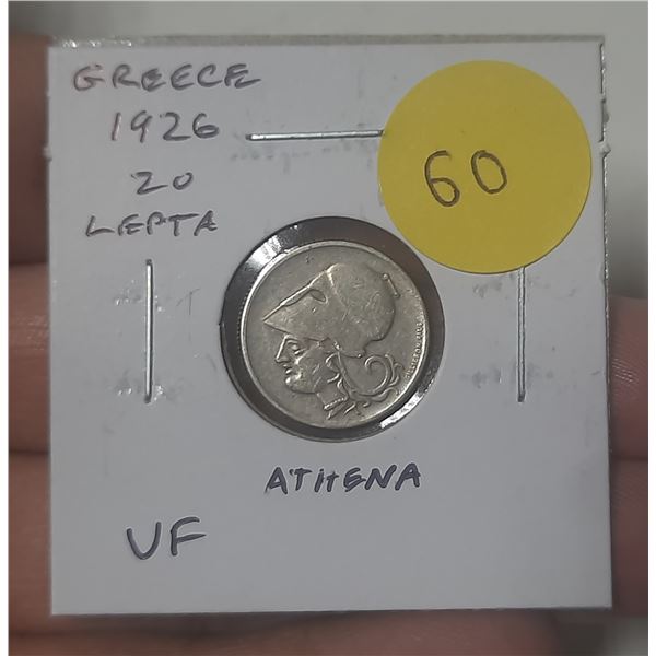 Greece. 1926 20 Lepta. Athena. VF.