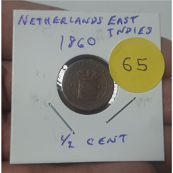 Netherlands East Indies. 1860 Half Cent.  VG.
