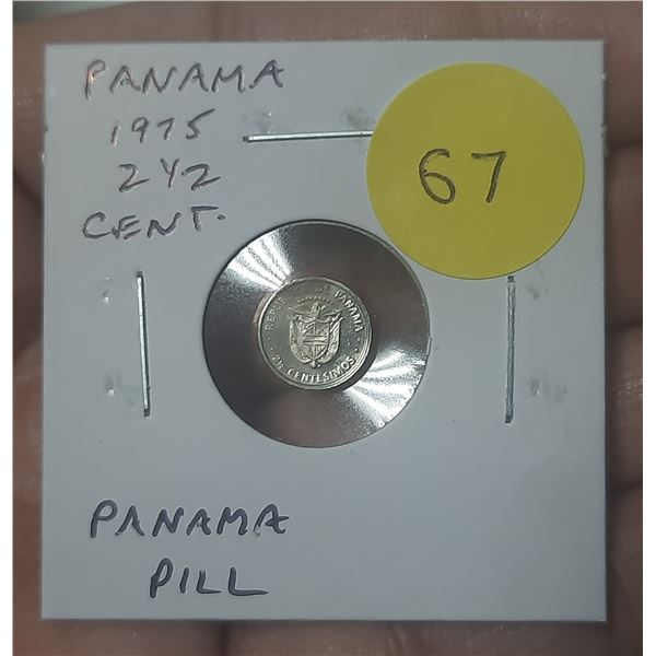 Panama. 1975 2 ½ Centesimos. This odd denomination is called the Panama Pill because it is so small.