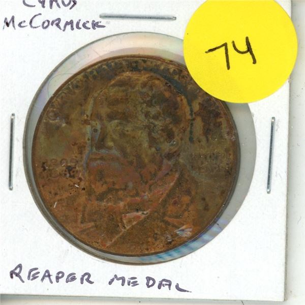 1831 – 1931 U.S. Cyrus McCormick medal. Commemorates the 100th Anniversary of the inventor 