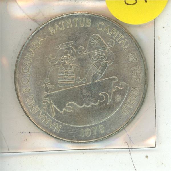 1970 Nanaimo BC Trade Dollar. Commemorates the Bathtub Race Capital of Canada. BU.
