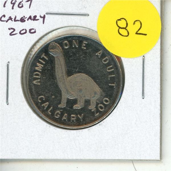 1967 Calgary Zoo Token. Dinosaur. Commemorates the Centennial of Canada. EF.