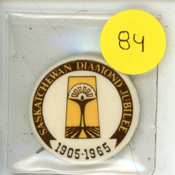 1905 – 1965 Diamond Jubilee of Saskatchewan pin. Unc.