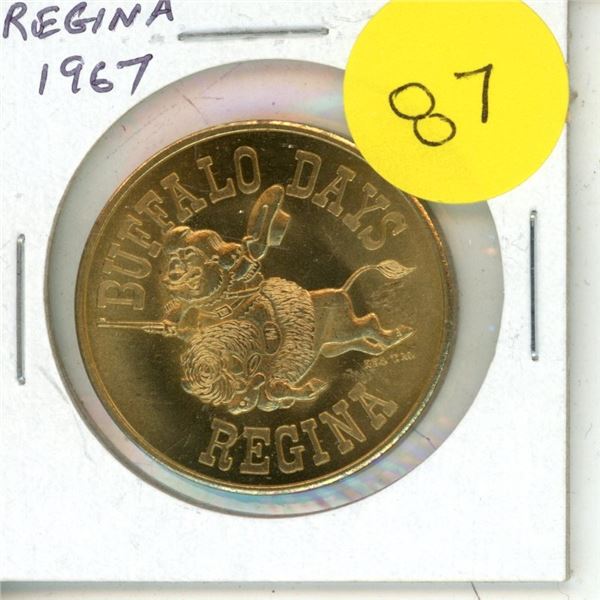 1967 Regina Trade Dollar. Commemorates the 100th Anniversary of Canada as well as Buffalo Days. BU.