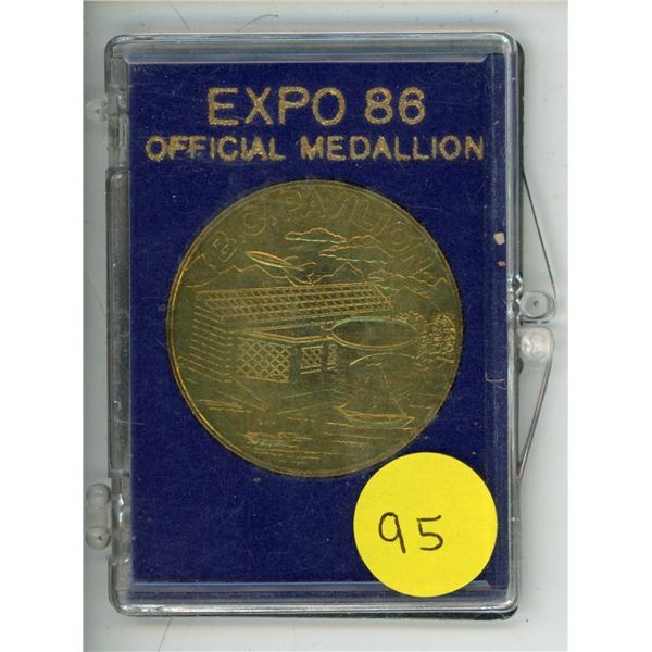 Expo 86 Official Medallion. Vancouver World Exposition. Housed in its original plastic case.