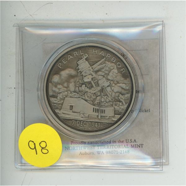 December 7, 1941 Pearl Harbor Memorial Medallion. BU.