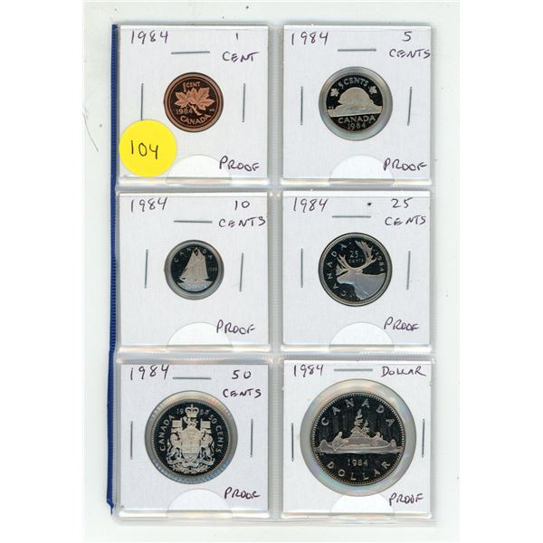 1984 Canadian 6-coin Proof Set. All coins have Ultra Heavy Cameos.