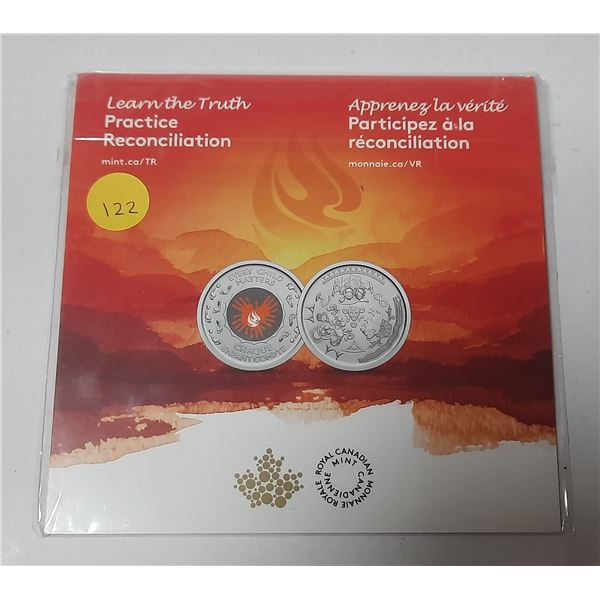 2022 Truth and Reconciliation Keepsake. Learn the Truth, Practice Reconciliation medal. Housed in it