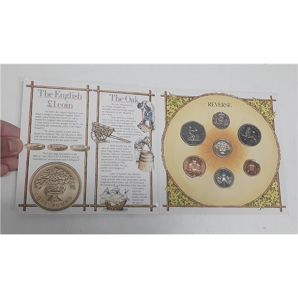 1987 United Kingdom Brilliant Uncirculated Coin Collection. 7-coin set up to 1 Pound. Housed in its 