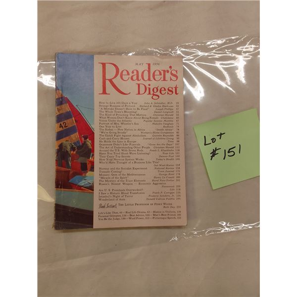 Vintage May 1956 Reader’s Digest - Original pocket-sized issue with classic red title cover