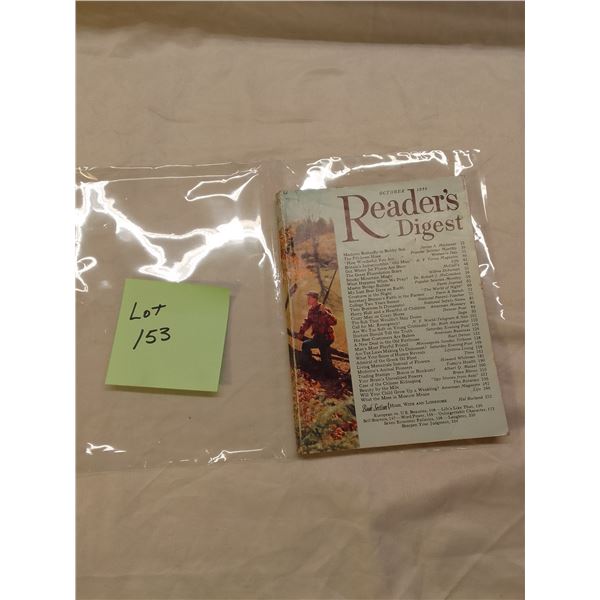 October 1956 Reader's Digest magazine in vintage condition. Classic mid-century cover with autumn fa