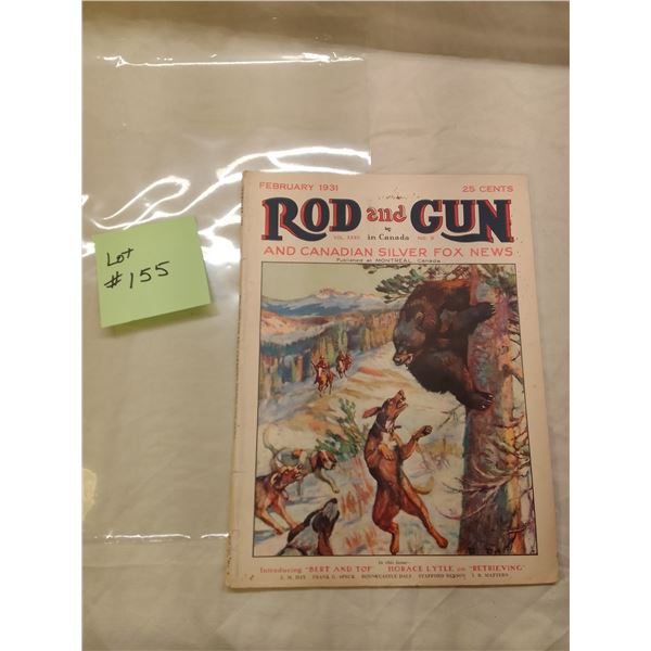 February 1931 Rod and Gun in Canada – Classic Bear & Hounds Cover - Iconic full-color cover