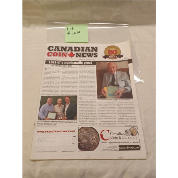 Canadian Coin News Vol. 51 #14 – Jim Charlton Memorial Issue (Oct 22-Nov 4, 2013) Rare trib