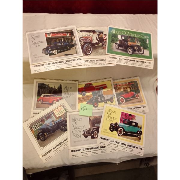 9 - Consecutive Fairmont Electroplating Antique Car Calendars 1980–1988** - Complete set of