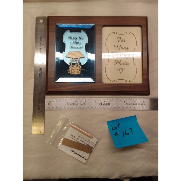 Vintage Retirement Wishing Well Photo Plaque - Charming 1980s-90s wooden retirement gift plaque feat