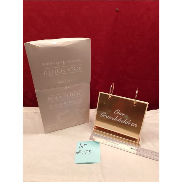 Vintage Gold-Tone "Our Grandchildren" Flip Photo Album Desk Frame - Elegant mid-century style brass-