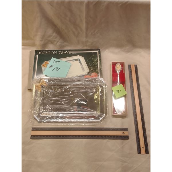 Vintage Lenox Silver-Plated Octagon Tray with Bow Accent & Matching Server – New in Box, El