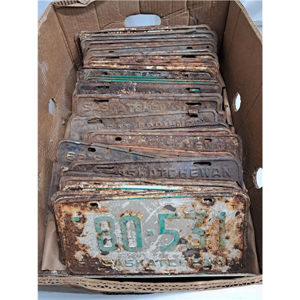 "box of saskatchewan plates" rusted (not all individually pictured)