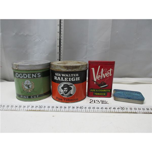 4 Different Tobacco Tins