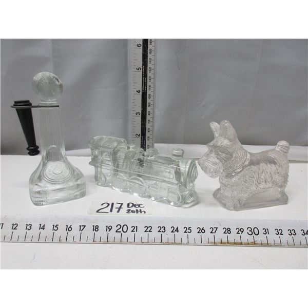 3 Different glass Candy Containers