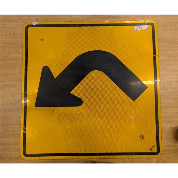 Sharp Curve Ahead Highway Sign