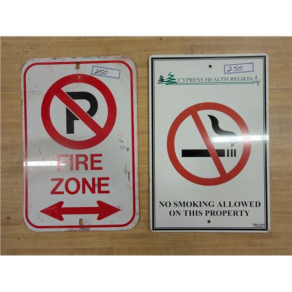 No Smoking and Fire Zone Signs