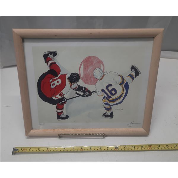 "The Dual" Registered James A Long Sports Classic Prints - Framed Art Print of Hockey Player with Ph