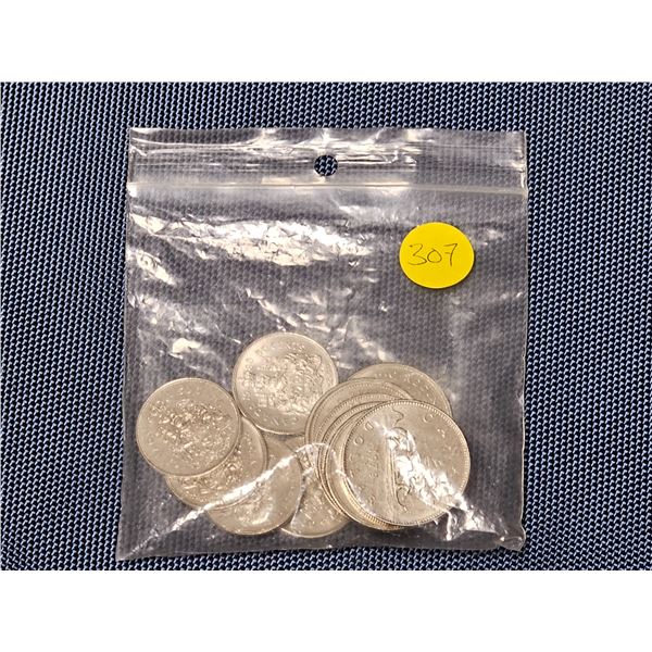Bag of (6) Canadian $1 Coins, (5) 50 cent Coins
