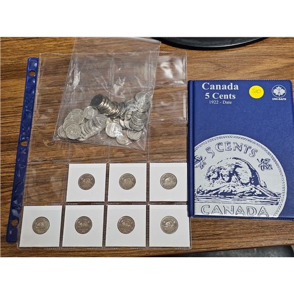 Assortment of Canadian Nickles, (7) Sleeve, (47) Bag, (12) Book